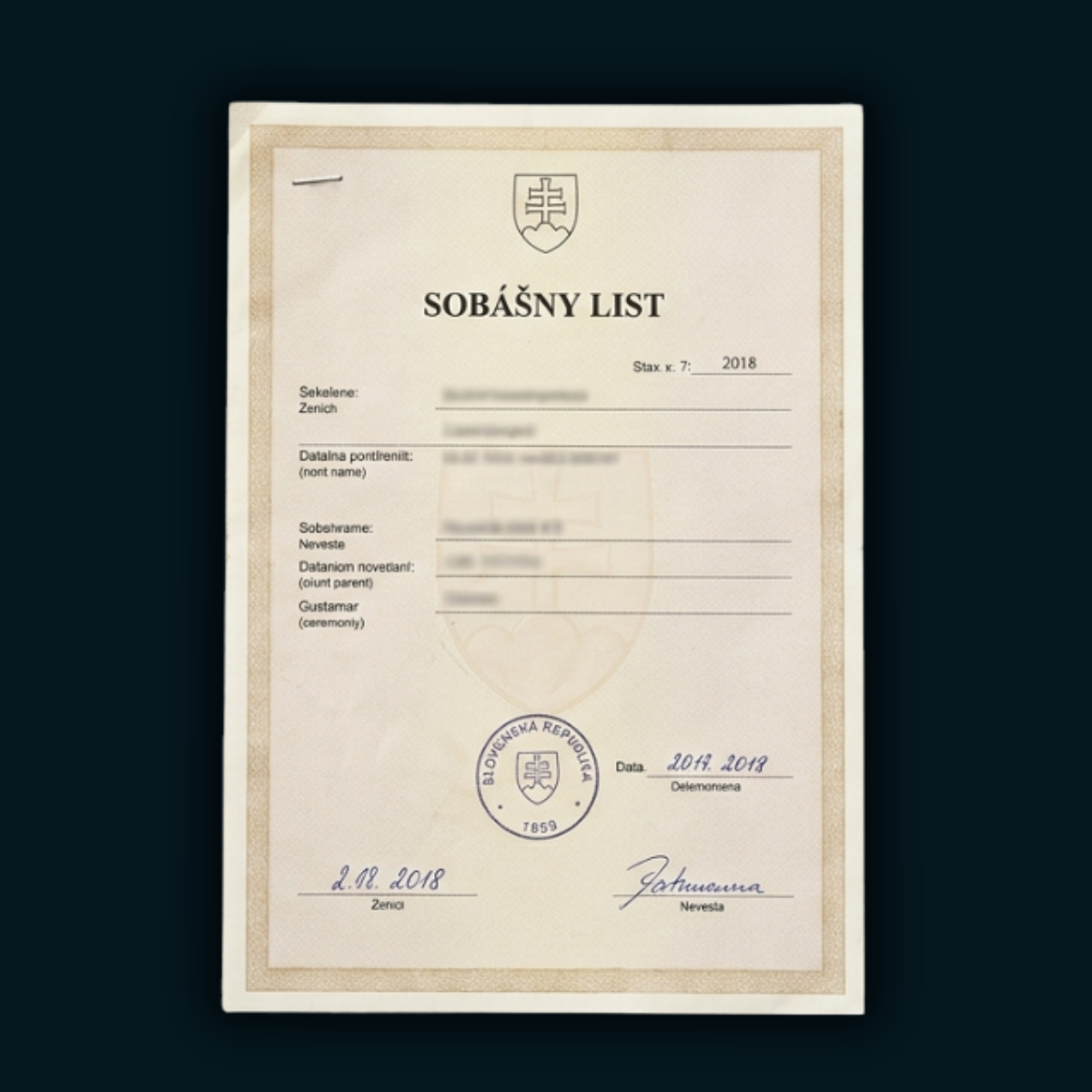 Sobášny list (SK)