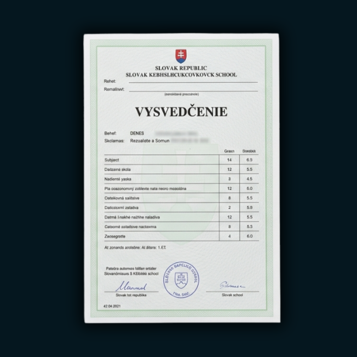 Vysvedčenie SK